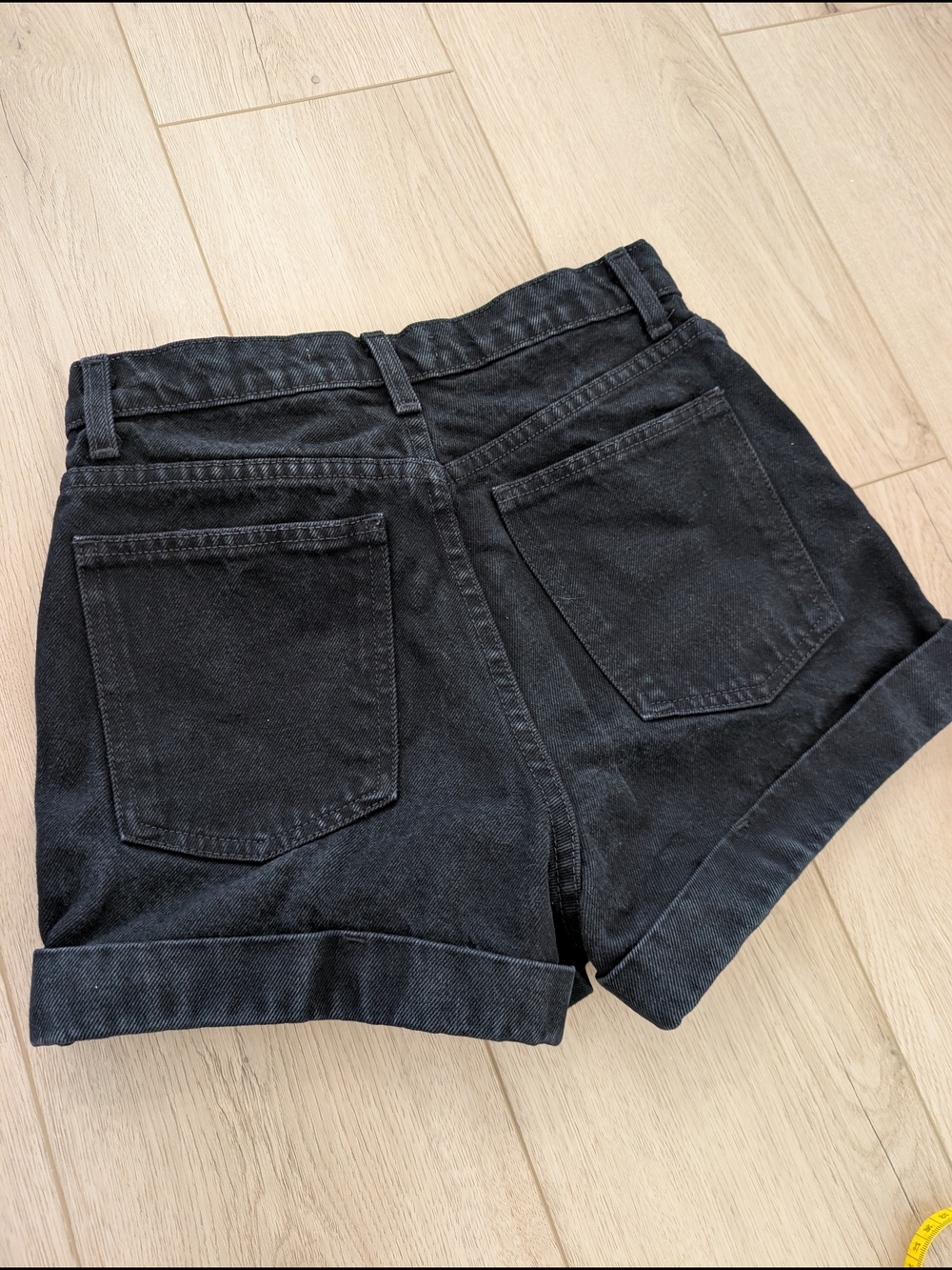 American Apparel Black High-Rise Denim Shorts - Picture 8 of 10